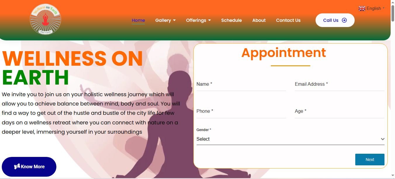 Wellness On Earth Website Screenshot